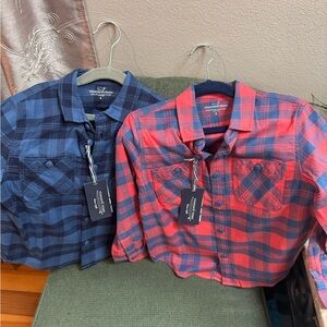 Vineyard Vines Blue and Red Plaid Shirts